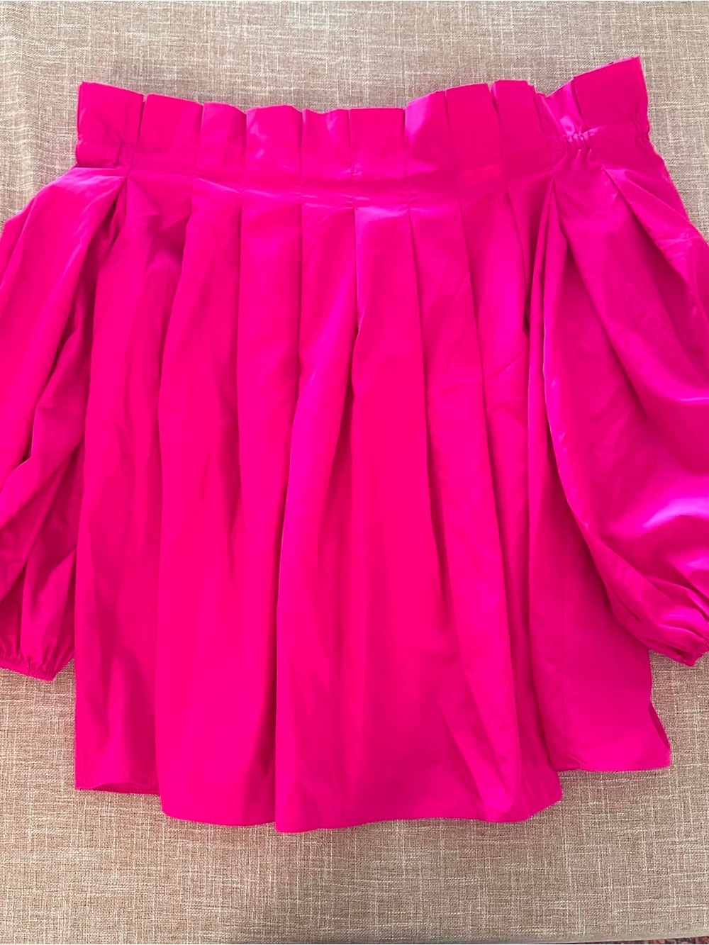 Trina Turk Hot Pink Pleated Off Shoulder Top